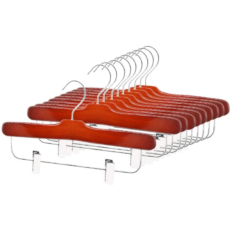 Rebrilliant Wooden Pants Skirts Bottom Hangers 10 Pack With Clips Wayfair